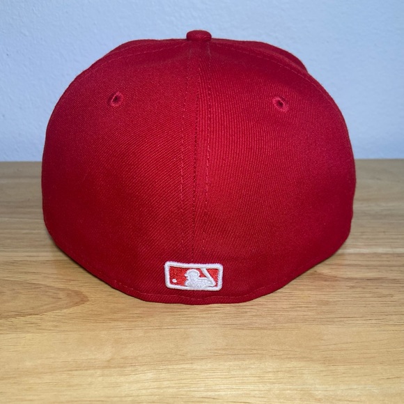 New Era Red Los Angeles Dodgers Hat / Scarlet Basic 59FIFTY Fitted - Picture 4 of 6